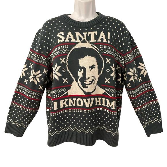 Elf The Movie SANTA I KNOW HIM Christmas Sweater Size Large - Picture 1 of 5